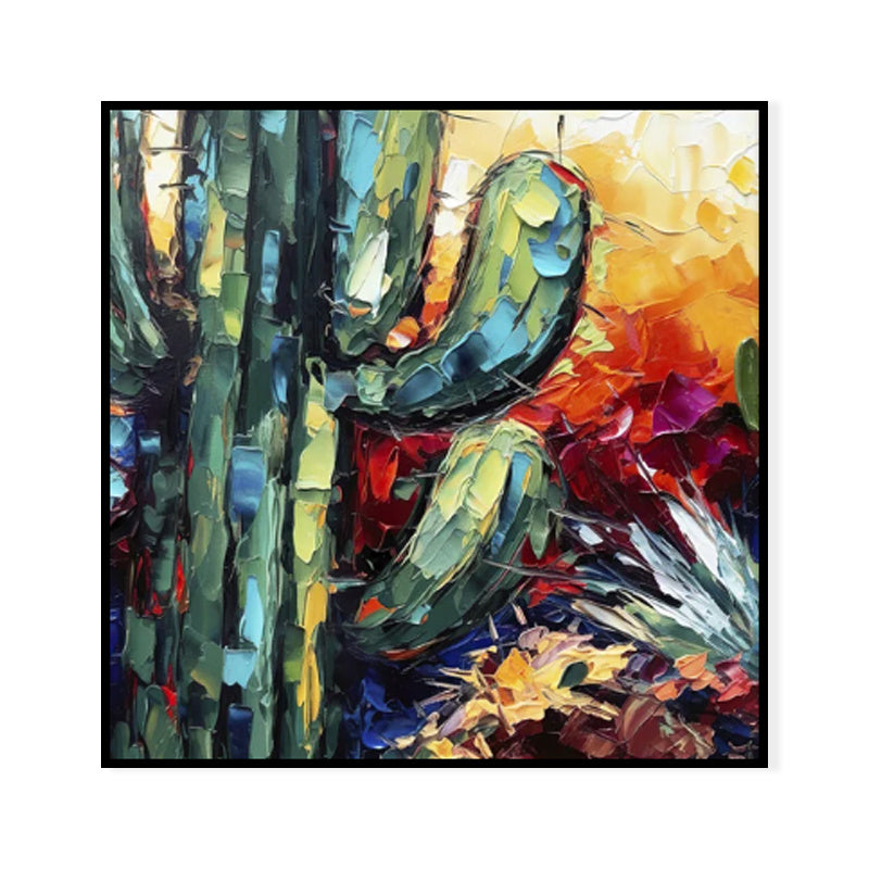 Handmade Oil Painting Canvas Wall Art Decoration Palette Knife Thick Oil Flower Cactusfor Home Dining Room Decor Rolled Frameless Unstretched Painting