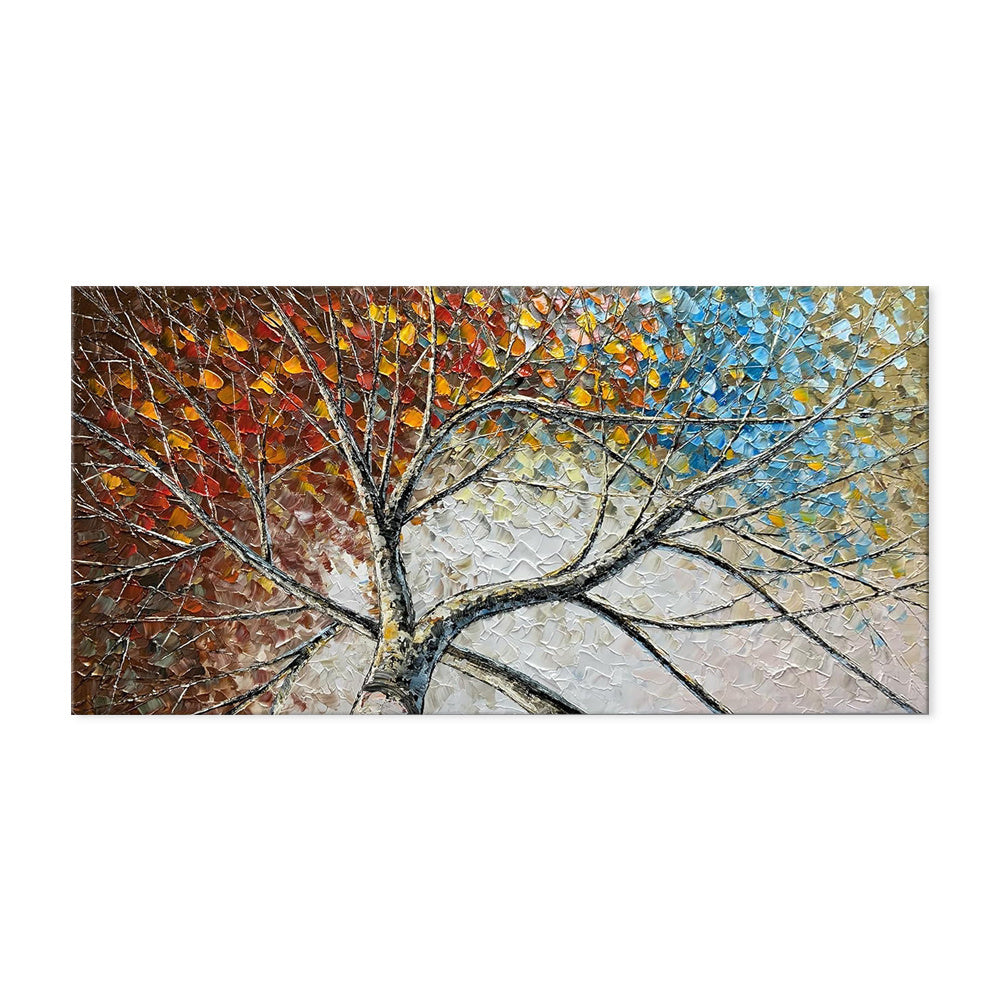 Large Handpainted Palette Knife Fortune Tree Oil Painting On Canvas Modern Abstract Landscape Art Poster Living Room Wall Pictures Home Decor