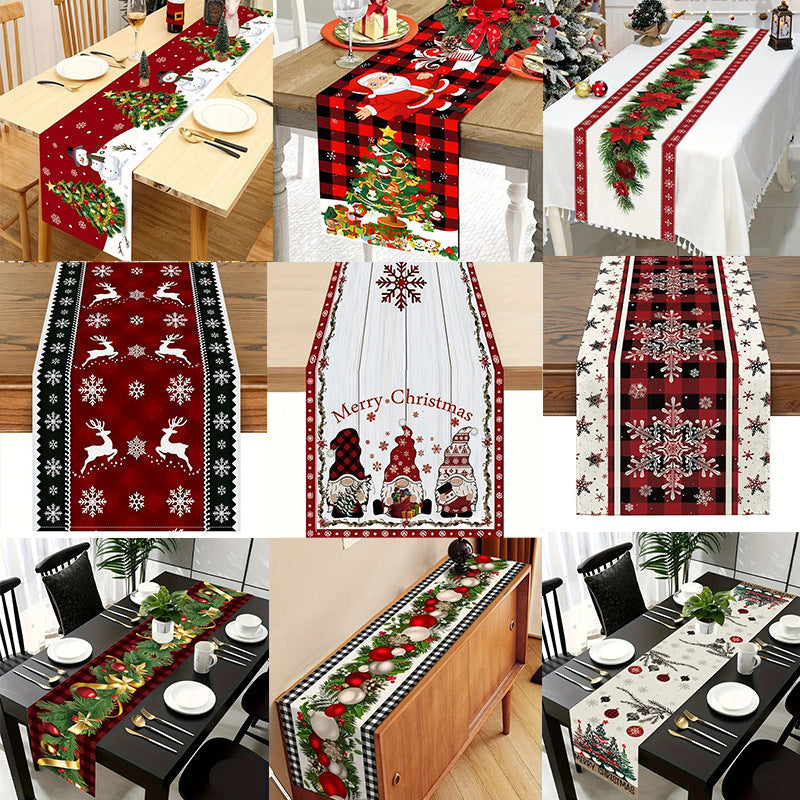 Linen Table Runner Christmas Dining Roomliving Room Decorative Tablecloth