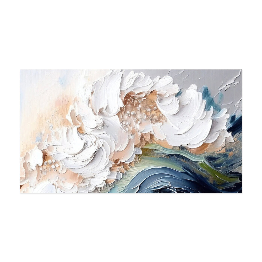 Modern Abstract Handmade Oil Paintings Heavy Texture White Waves No Framed Large Size Wall Picture For Restaurant Canvas Art Home Decor