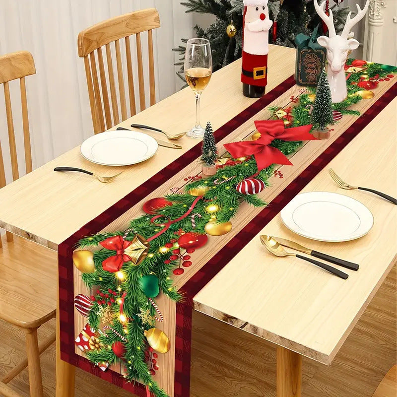 Linen Table Runner Christmas Dining Roomliving Room Decorative Tablecloth