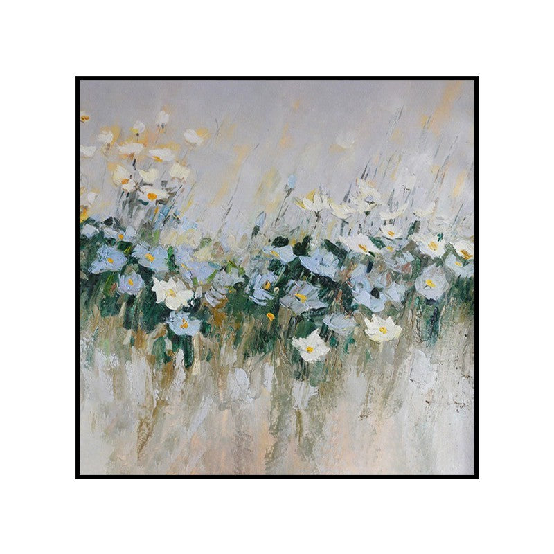 Handmade Oil Painting Canvas Wall Art Decoration Modern Blue Flowers For Home Decor Rolled Frameless Unstretched Painting