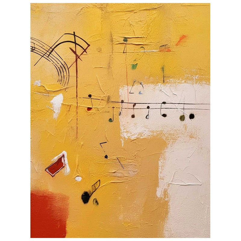 Handmade Oil Painting Canvas Wall Art Decoration Musical Theme Orange Abstract Painting For Home Living Room Decor Rolled Frameless Unstretched Painting