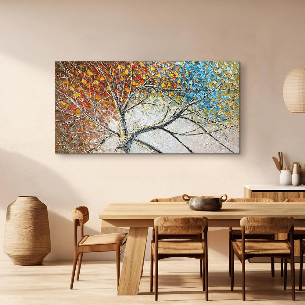 Large Handpainted Palette Knife Fortune Tree Oil Painting On Canvas Modern Abstract Landscape Art Poster Living Room Wall Pictures Home Decor